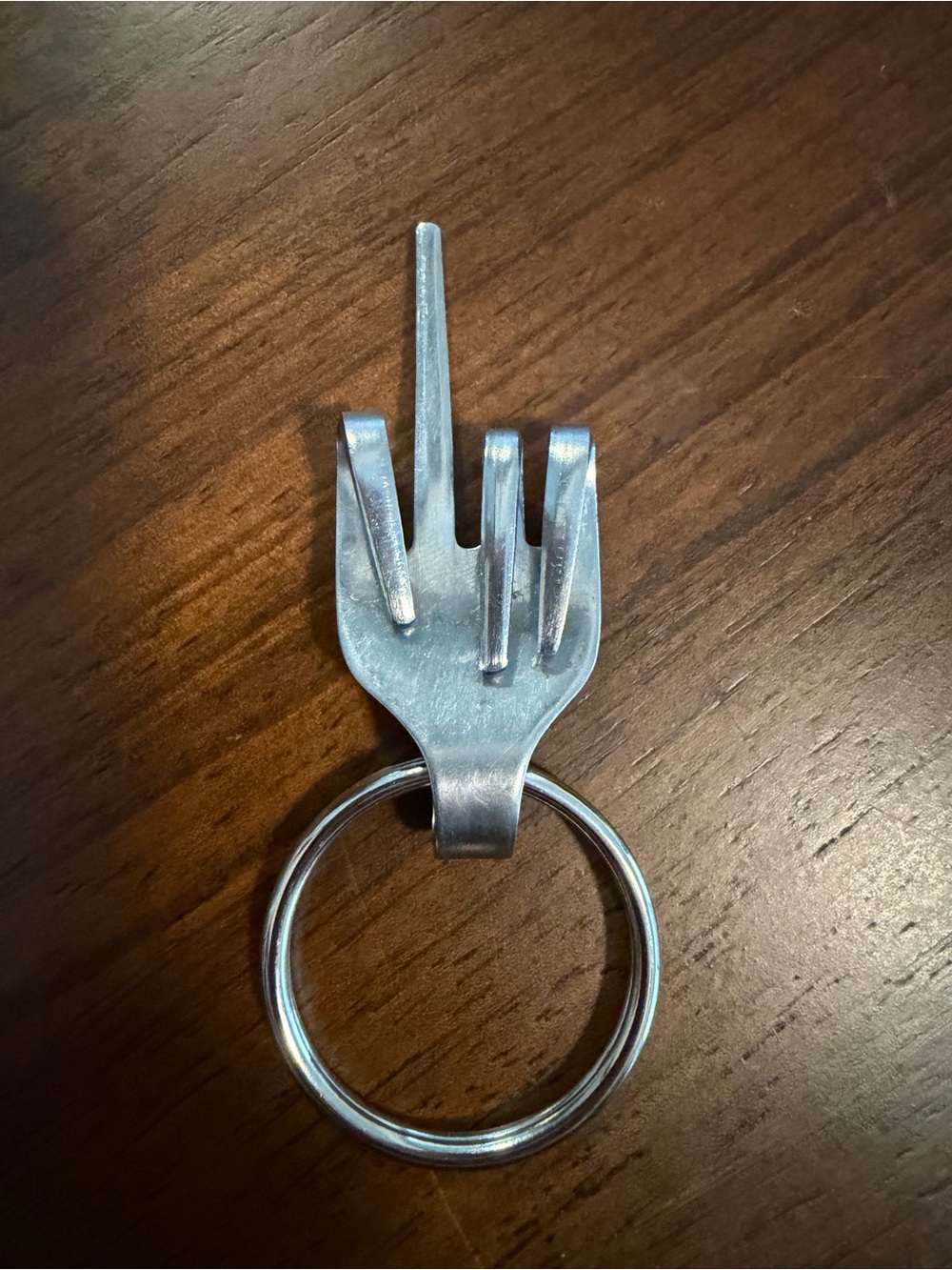 Middle Finger Fork Keychain